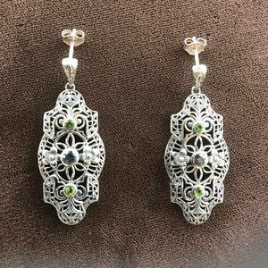 VINTAGE FILIGREE SILVER DANGLE EARRINGS